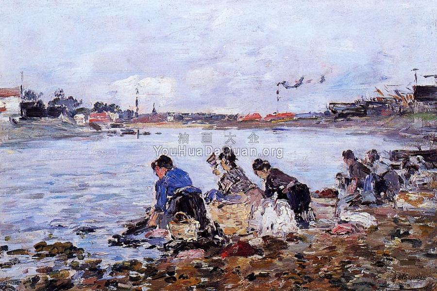 Laundresses on the Bankes of the Touques - 尤金·布丹